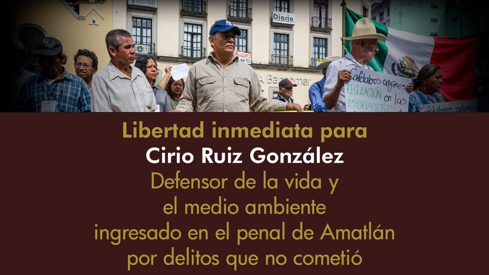 Exigen la liberación de campesinos de Ixhuatlan del Café en Veracruz, México.