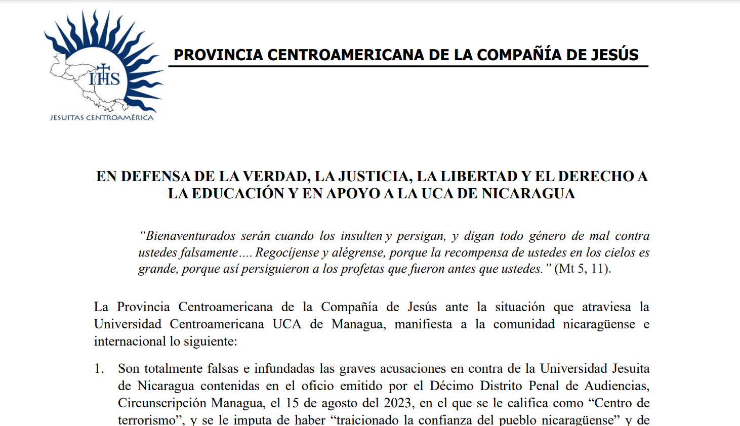 Dictadura de Daniel Ortega acusa a la UCA de “terrorismo” y ordena incautar todos sus bienes